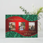 赤と緑のクリスマスフォトカ縁どード シーズンカード (スタンド正面)