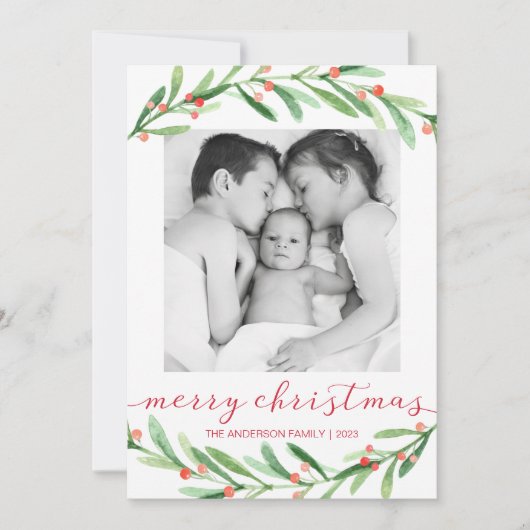赤と緑のクリスマスフォトクリスマスカード シーズンカード (正面)