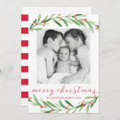 赤と緑のクリスマスフォトクリスマスカード シーズンカード (正面/裏面)