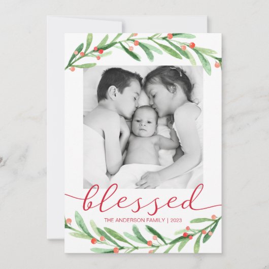 赤と緑のクリスマスフォトクリスマスカード シーズンカード (正面)