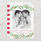 赤と緑のクリスマスフォトホリデーカード シーズンカード (正面/裏面)