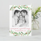 赤と緑のクリスマスフォトホリデーカード シーズンカード (スタンド正面)