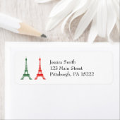 赤と緑のクリスマスフランスのテーマエッフェル塔 ラベル (インサイチュ)