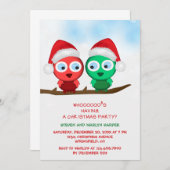 赤と緑のクリスマスフールズホリデーパーティー招待状 招待状 (正面/裏面)