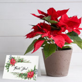 赤と緑のクリスマスプエルセチア サンキューカード