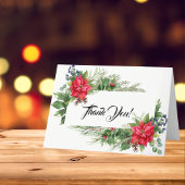 赤と緑のクリスマスプエルセチア サンキューカード