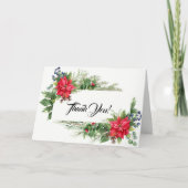 赤と緑のクリスマスプエルセッチア サンキューカード (正面)