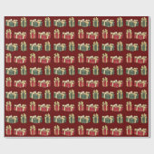 赤と緑のクリスマスプレゼント赤のラッピング紙 ラッピングペーパー (フラット)