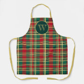 赤と緑のクリスマスプレッドモノグラム エプロン (正面)