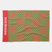 赤と緑のクリスマスプレド キッチンタオル (横)