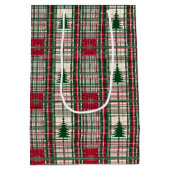 赤と緑のクリスマスプレド ミディアムペーパーバッグ (裏面)