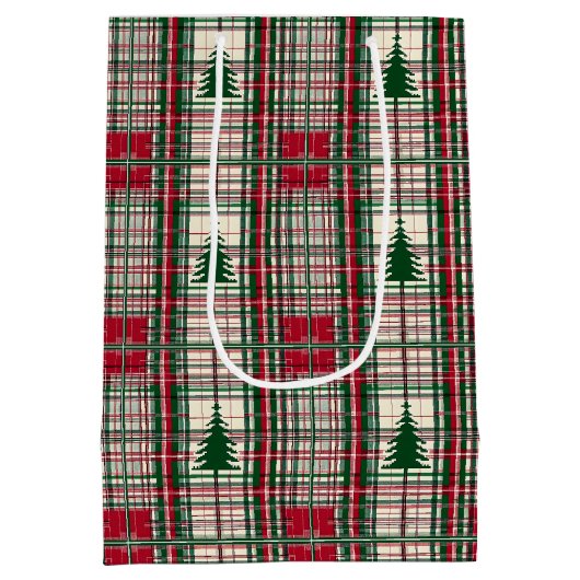 赤と緑のクリスマスプレド ミディアムペーパーバッグ (裏面)