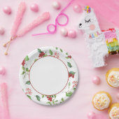 赤と緑のクリスマスベリー紙プレート ペーパープレート (パーティー)