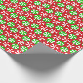 赤と緑のクリスマスペパーミントスペアミントキャンディ ラッピングペーパー (角)