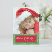 赤と緑のクリスマスホリデーフォトカード 招待状 (スタンド正面)