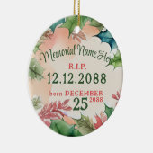 赤と緑のクリスマスホリデーメモリアル写真 セラミックオーナメント (右)