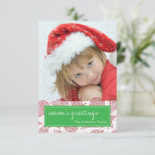 赤と緑のクリスマスホリデー写真カード 招待状 (スタンド正面)