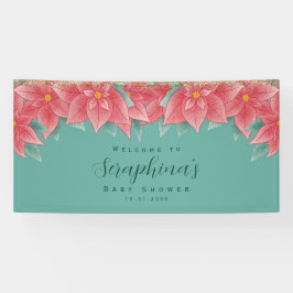 赤と緑のクリスマスポインセチア赤ちゃんシャワー 横断幕