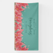 赤と緑のクリスマスポインセチア赤ちゃんシャワー 横断幕 (縦)