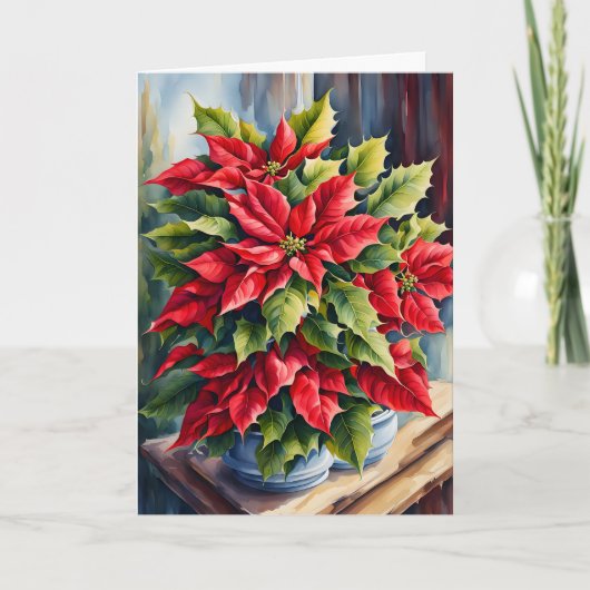 赤と緑のクリスマスポイント カード (正面)