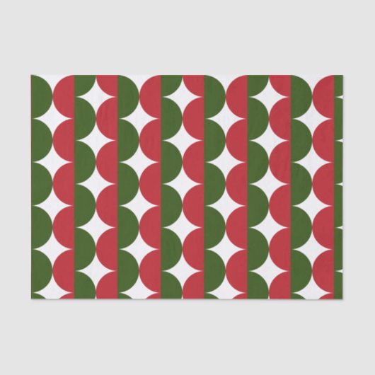赤と緑のクリスマスミッドセンチュリー波モダン線 薄葉紙 (正面)