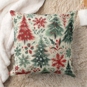 赤と緑のクリスマスモチーフのコラージュ クッション (ブランケット)