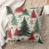 赤と緑のクリスマスモチーフのコラージュ クッション (ブランケット)