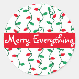 赤と緑のクリスマスライトすべてメリー ラウンドシール