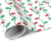 赤と緑のクリスマスライト ラッピングペーパー (ロールコーナー)
