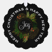 赤と緑のクリスマスリースパーソナライズされた、 オーナメントカード (正面)