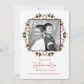 赤と緑のクリスマスワンフォトシンプル 招待状 (正面)