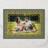 赤と緑のクリスマスワンフォト 箔シーズンカード (正面)