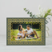 赤と緑のクリスマスワンフォト 箔シーズンカード (立ち正面)