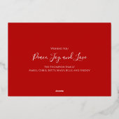 赤と緑のクリスマスワンフォト 箔シーズンカード (裏面)