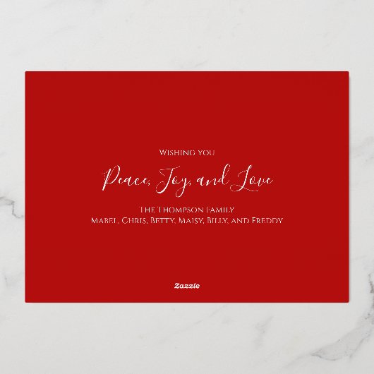 赤と緑のクリスマスワンフォト 箔シーズンカード (裏面)