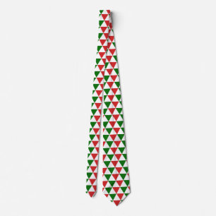 赤と緑のクリスマス三角形パターン ネクタイ
