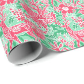 赤と緑のクリスマス名門私立校風のトナカイ ラッピングペーパー (ロールコーナー)