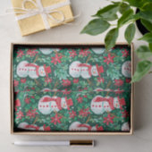 赤と緑のクリスマス名門私立校風の雪だるま 薄葉紙 (ギフト)