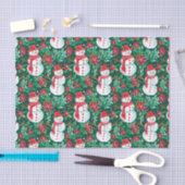 赤と緑のクリスマス名門私立校風の雪だるま 薄葉紙 (クラフト)