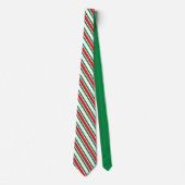 赤と緑のクリスマス幾何学ストライプ ネクタイ (正面)