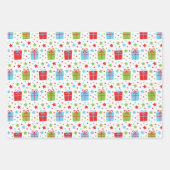 赤と緑のクリスマス座標3おもしろい ラッピングペーパーシート (正面3)