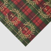 赤と緑のクリスマス柄チェックに月桂樹モノグラム 薄葉紙 (詳細)