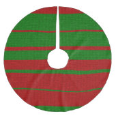 赤と緑のクリスマス編み物デザイン ブラッシュドポリエステルツリースカート (正面)