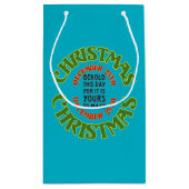 赤と緑のクリスマス12月25引用文 スモールペーパーバッグ (裏面)