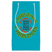 赤と緑のクリスマス12月25引用文 スモールペーパーバッグ (正面)