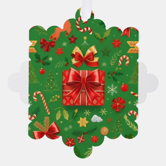 赤と緑のクリスマス オーナメントカード (正面)