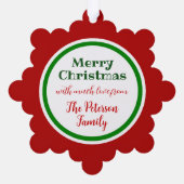 赤と緑のクリスマス オーナメントカード (裏面)