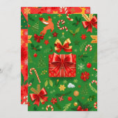 赤と緑のクリスマス シーズンカード (正面/裏面)