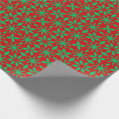 赤と緑のクリスマス スノーフレーク模様 ラッピングペーパー (角)