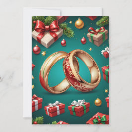 赤と緑のクリスマス・セーブ・ザ・デートカード 招待状